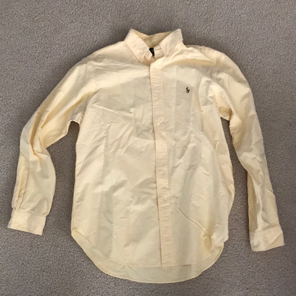Men’s Yellow Polo Long Sleeve Button Up